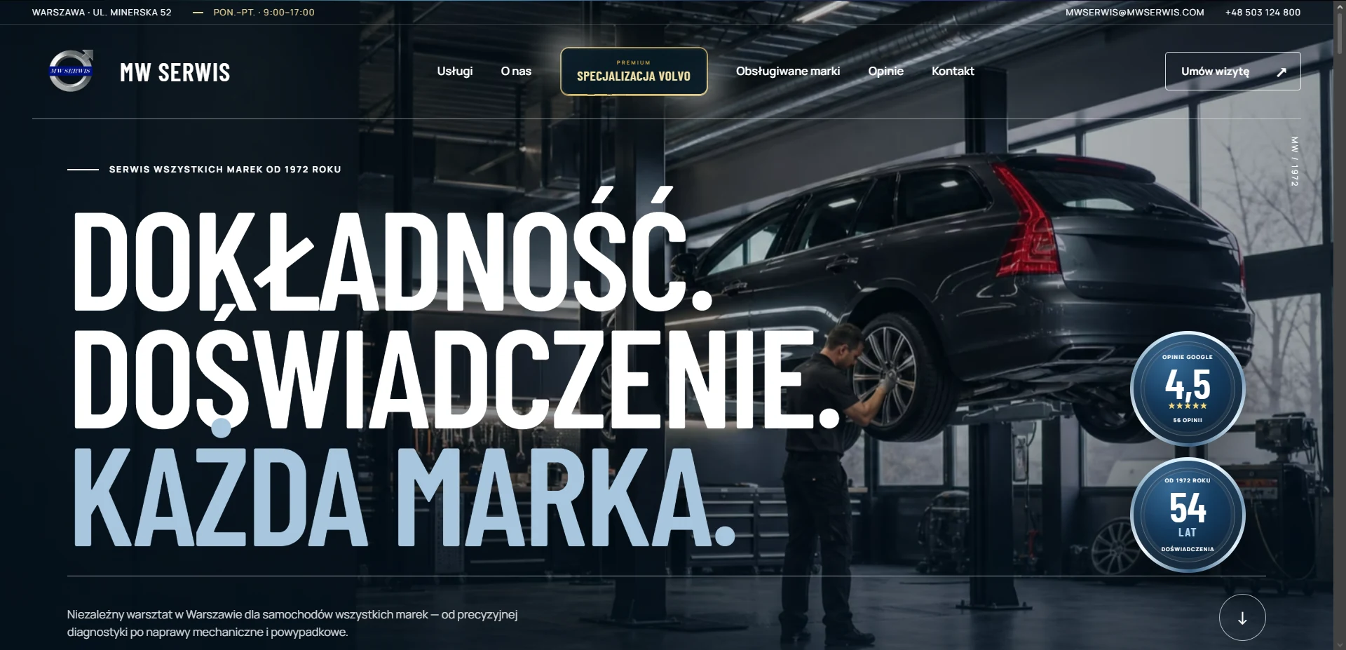 Podgląd strony MW Serwis